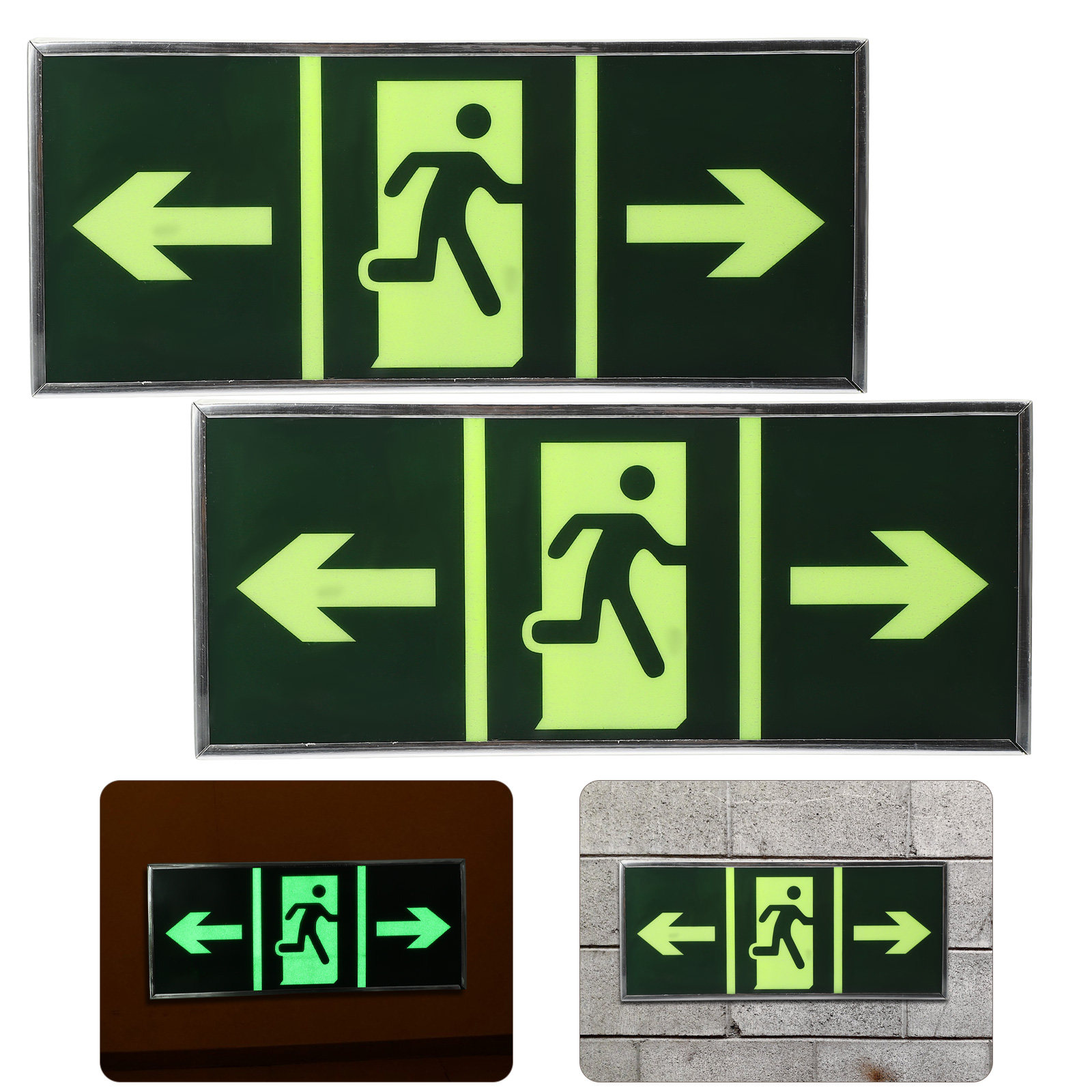 Emergency Exit Sign - 2Pcs Glow Exit Sticker Premium Acrylic