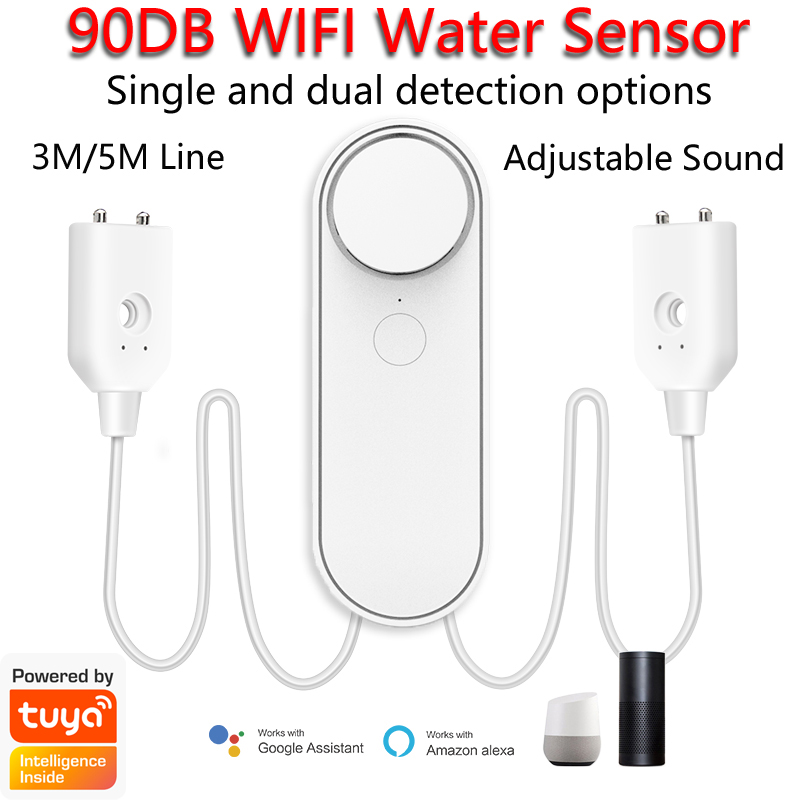 Water Alarm Sensor - 3M/5M WiFi Water Leak Detector 90DB