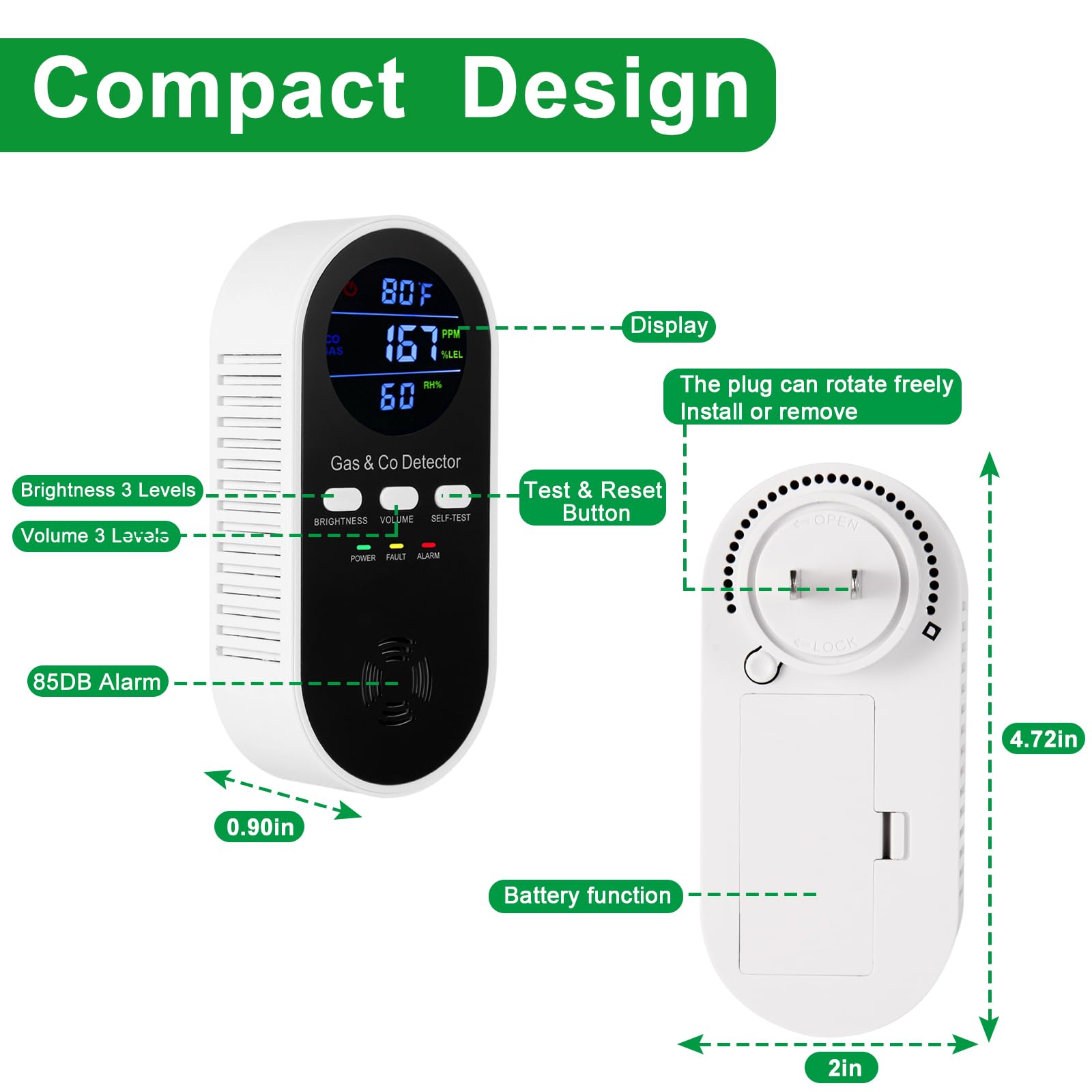 5-in-1 Carbon Monoxide Alarm N - Co Detector Plug 리뷰 및 가격