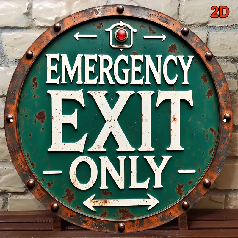 2D Industrial Retro Metal Emer - Emergency Exit Sign 리뷰 및 가격