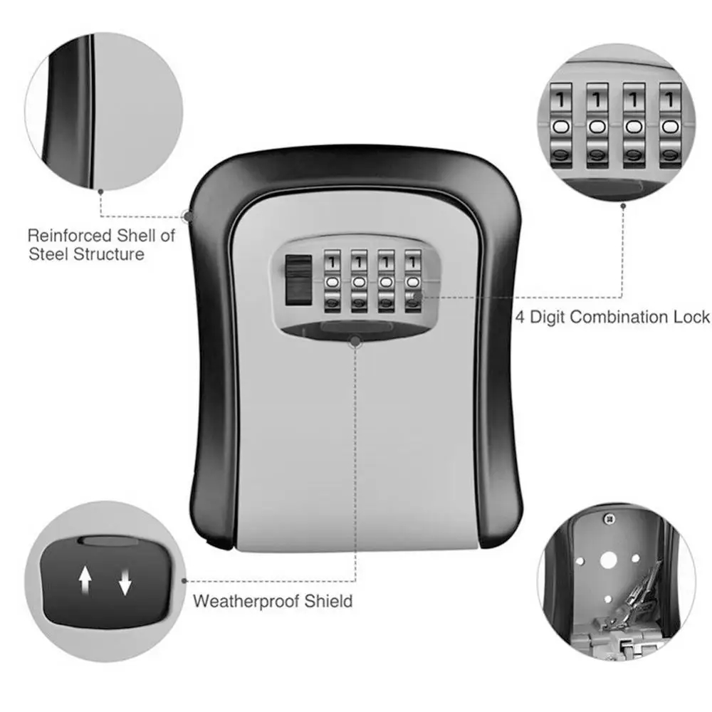 Wall Mount Key Lock Box 4 Digi - Lockbox Key Secure 리뷰 및 가격