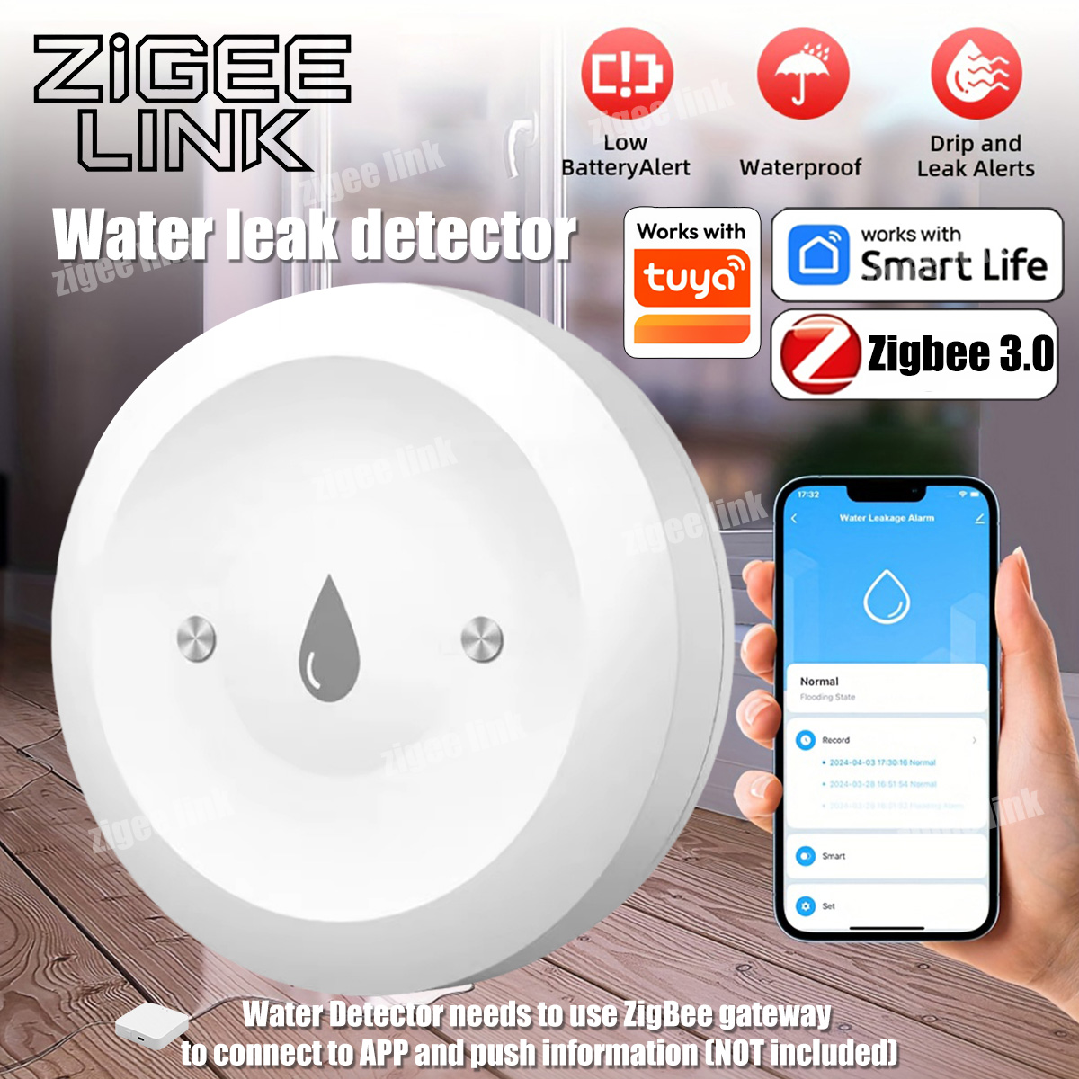 ZigBee 3.0 Water Sensor Smart  - Water Alarm Sensor 리뷰 및 가격