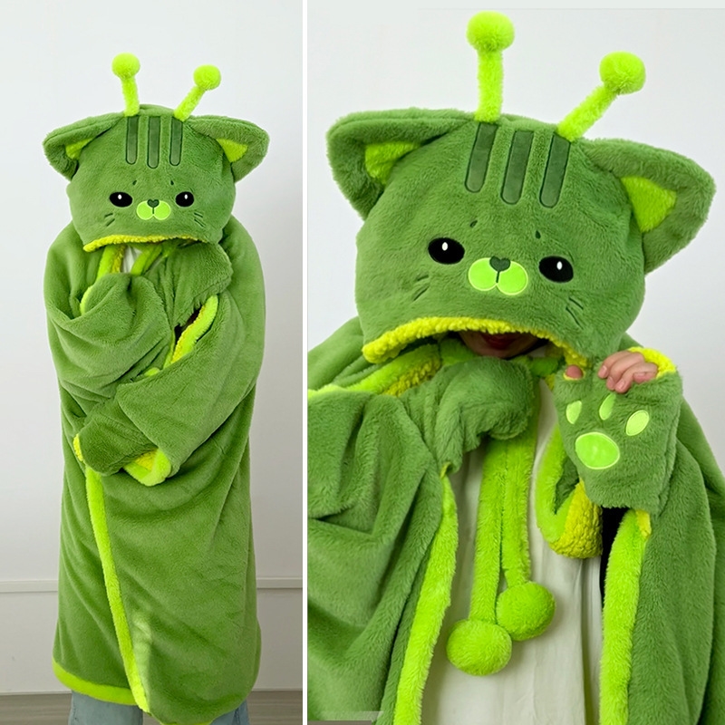 Cartoon Cute Alien Cat Hooded  - Fire Blanket Kitchen 리뷰 및 가격